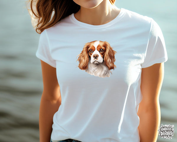Cavalier King Charles Spaniel Dog DTF Transfer Gift Iron On Transfer Do it Yourself Heat Press for Clothing T Shirt Any Material Long Lasting (KCCS031)