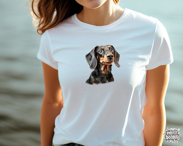 Dachshund Dog DTF Transfer Gift Iron On Transfer Do it Yourself Heat Press Hot Cold Peel for Clothing T Shirt Any Material Long Lasting (DACH049)