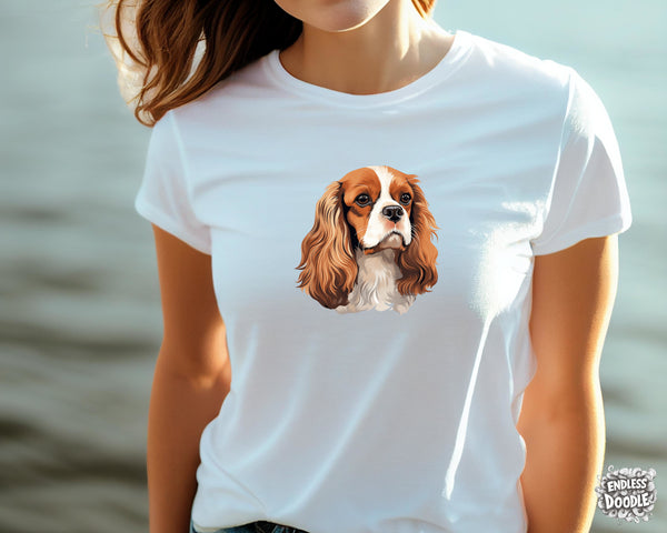 Cavalier King Charles Spaniel Dog DTF Transfer Gift Iron On Transfer Do it Yourself Heat Press for Clothing T Shirt Any Material Long Lasting (KCCS024)