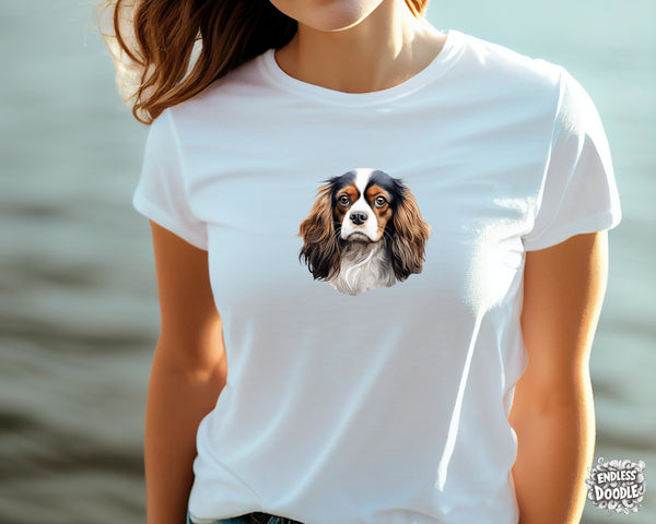 Cavalier King Charles Spaniel Dog DTF Transfer Gift Iron On Transfer Do it Yourself Heat Press for Clothing T Shirt Any Material Long Lasting (KCCS041)
