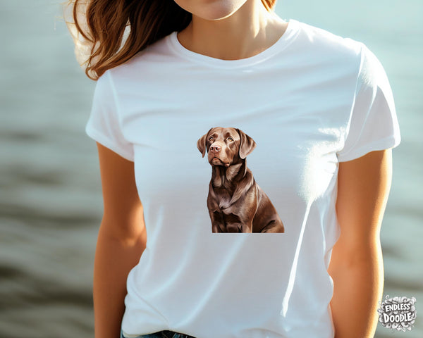 Labrador Dog DTF Transfer Gift Iron On Transfer Do it Yourself Heat Press Hot Cold Peel for Clothing T Shirt Any Material Long Lasting (LABCHOC003)
