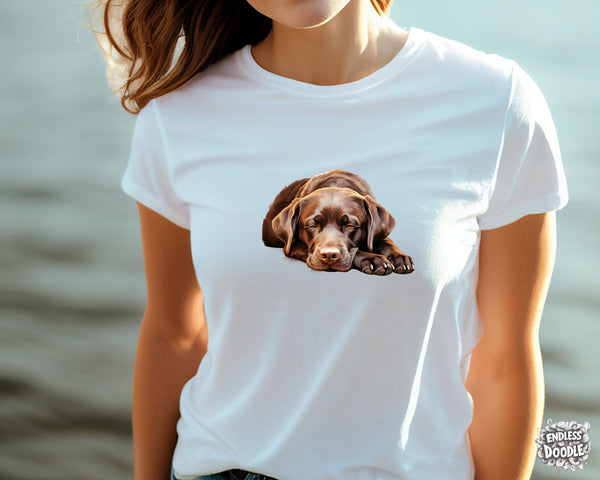 Labrador Dog DTF Transfer Gift Iron On Transfer Do it Yourself Heat Press Hot Cold Peel for Clothing T Shirt Any Material Long Lasting (LABCHOC006)