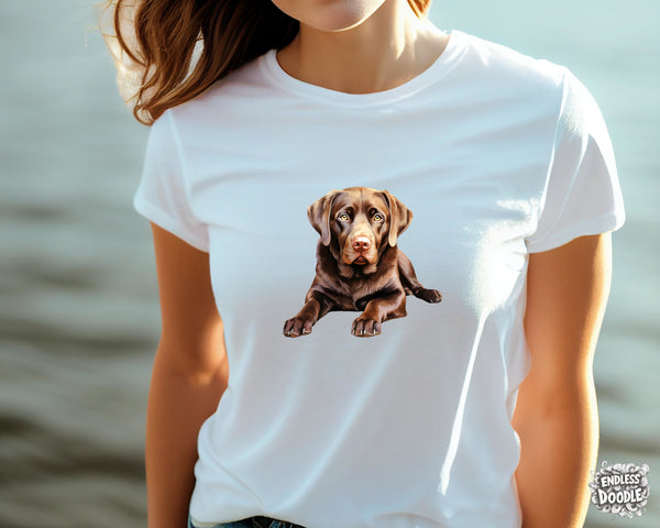 Labrador Dog DTF Transfer Gift Iron On Transfer Do it Yourself Heat Press Hot Cold Peel for Clothing T Shirt Any Material Long Lasting (LABCHOC007)