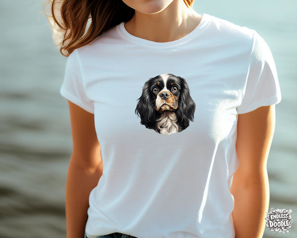 Cavalier King Charles Spaniel Dog DTF Transfer Gift Iron On Transfer Do it Yourself Heat Press for Clothing T Shirt Any Material Long Lasting (KCCS040)