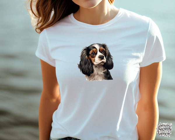 Cavalier King Charles Spaniel Dog DTF Transfer Gift Iron On Transfer Do it Yourself Heat Press for Clothing T Shirt Any Material Long Lasting (KCCS026)
