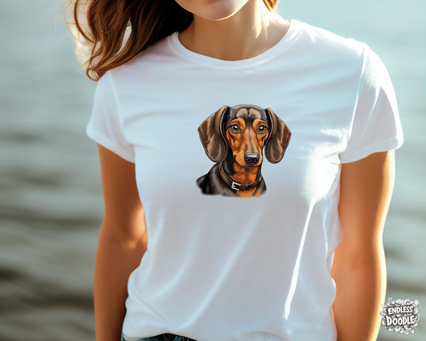 Dachshund Dog DTF Transfer Gift Iron On Transfer Do it Yourself Heat Press Hot Cold Peel for Clothing T Shirt Any Material Long Lasting (DACH051)