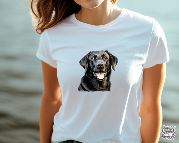 Labrador Dog DTF Transfer Gift Iron On Transfer Do it Yourself Heat Press Hot Cold Peel for Clothing T Shirt Any Material Long Lasting (LABBLK001)