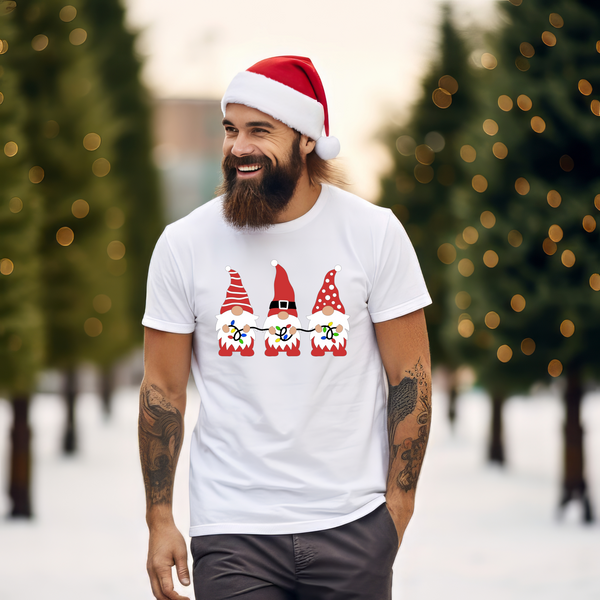 Christmas DTF Transfer - Gnome Trio - Do it Yourself Iron On or Heat Press Hot Cold Peel T Shirt Any Material Full Colour