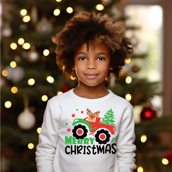 Christmas DTF Transfer - Christmas Truck (Black) - Do it Yourself Iron On or Heat Press Hot Cold Peel T Shirt Any Material Full Colour