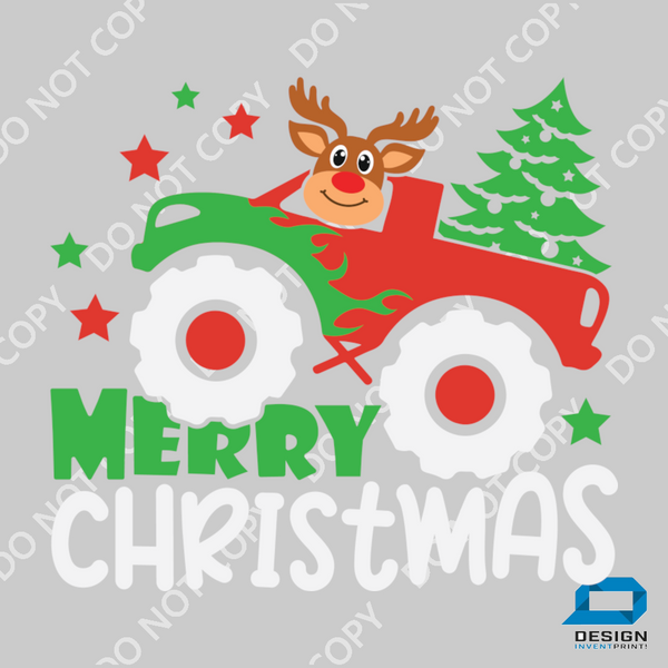 Christmas DTF Transfer - Christmas Truck (White) - Do it Yourself Iron On or Heat Press Hot Cold Peel T Shirt Any Material Full Colour