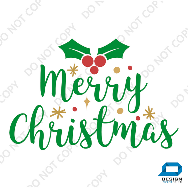 Christmas DTF Transfer - Merry Christmas 1 - Do it Yourself Iron On or Heat Press Hot Cold Peel T Shirt Any Material Full Colour