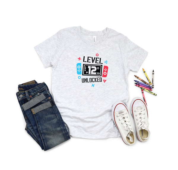 12th Birthday Boy Twelve Year Old - Gaming Kids DTF Transfer - Gift Do it Yourself Iron On Heat Press Shirt Any Material Long Lasting Full Colour
