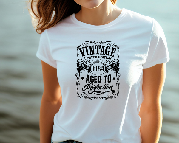 70th Birthday Gift DTF Transfer - Vintage Year - Do it Yourself Iron On Heat Press Hot or Cold Peel T 70 Birthday Shirt Any Material Long Lasting Full Colour