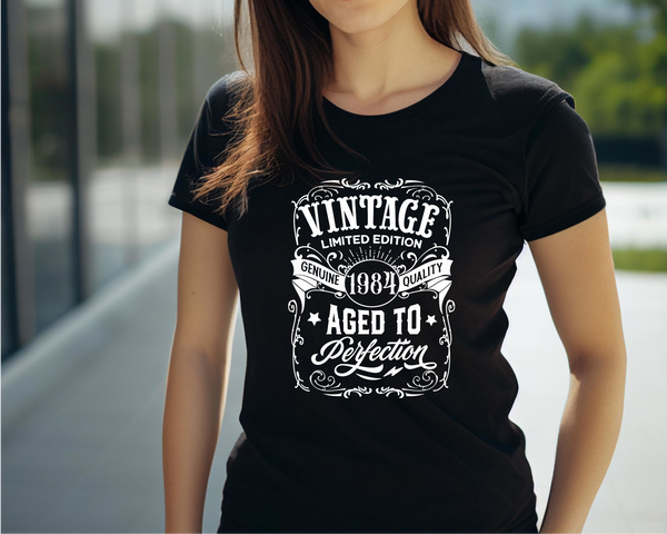 40th Birthday Gift DTF Transfer - Vintage Year - Do it Yourself Iron On Heat Press Hot or Cold Peel T 40 Birthday Shirt Any Material Long Lasting Full Colour