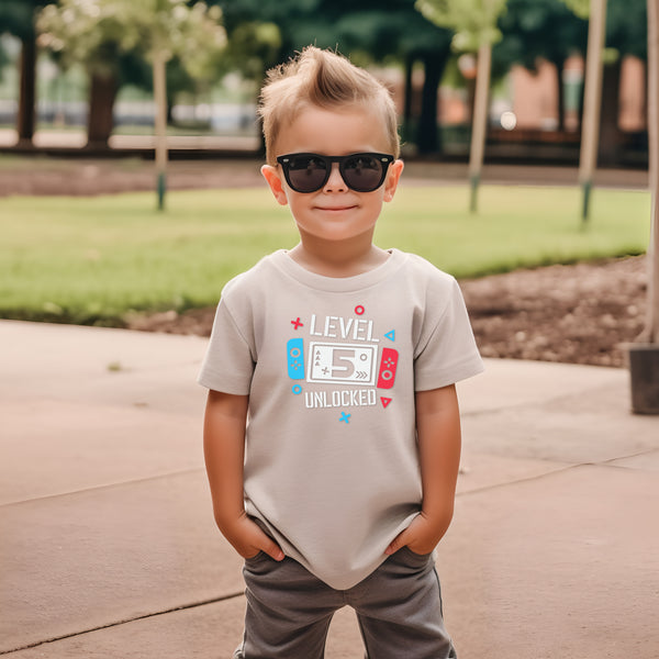 5th Birthday Boy Five Year Old - Gaming Kids DTF Transfer - Gift Do it Yourself Iron On Heat Press Shirt Any Material Long Lasting Full Colour