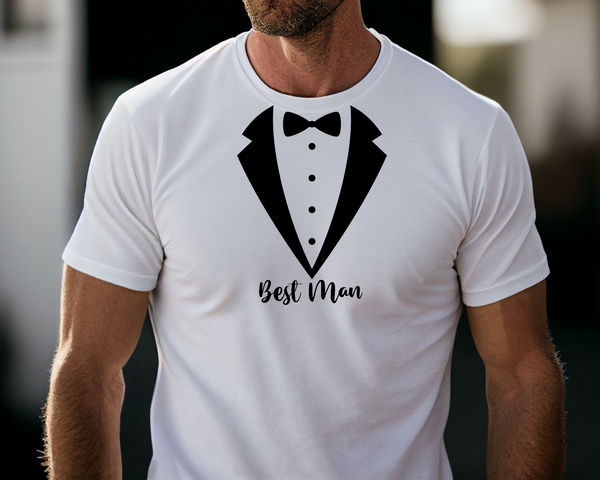 Wedding Groom Stag Do Party DTF Transfer - Best Man Tuxedo - Do it Yourself Iron On Heat Press Hot or Cold Peel Shirt Any Material Long Lasting Full Colour