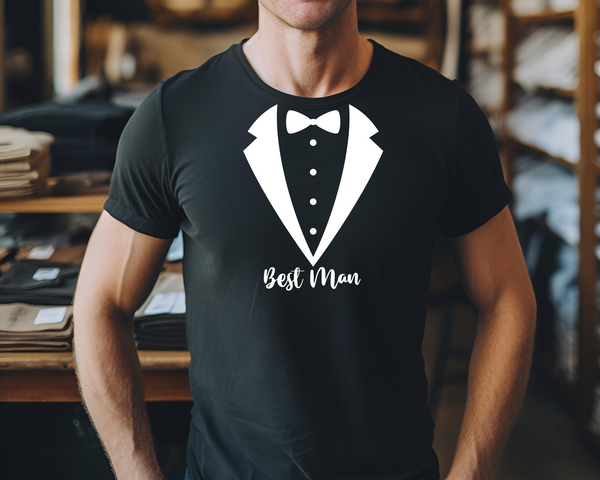 Wedding Groom Stag Do Party DTF Transfer - Best Man Tuxedo - Do it Yourself Iron On Heat Press Hot or Cold Peel Shirt Any Material Long Lasting Full Colour