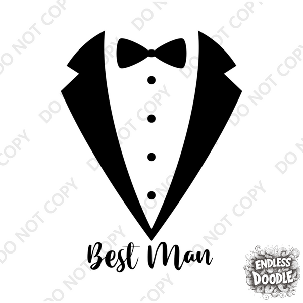 Wedding Groom Stag Do Party DTF Transfer - Best Man Tuxedo - Do it Yourself Iron On Heat Press Hot or Cold Peel Shirt Any Material Long Lasting Full Colour
