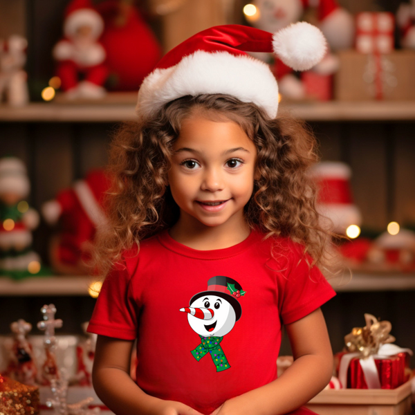 Christmas DTF Transfer - Candy Cane Snowman - Do it Yourself Iron On or Heat Press Hot Cold Peel T Shirt Any Material Full Colour