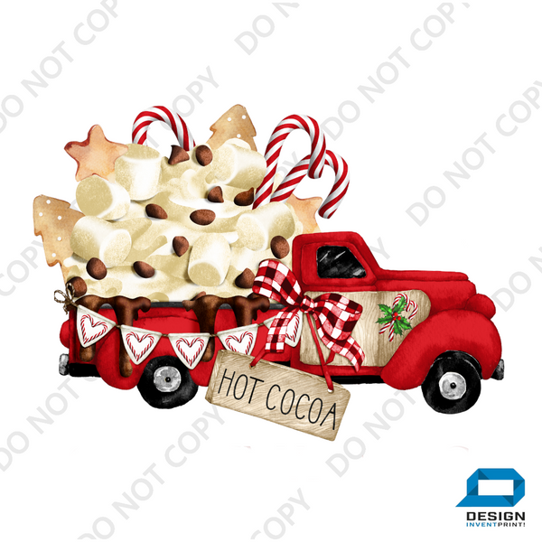 Christmas DTF Transfer - Christmas Truck Cocoa - Do it Yourself Iron On or Heat Press Hot Cold Peel T Shirt Any Material Full Colour