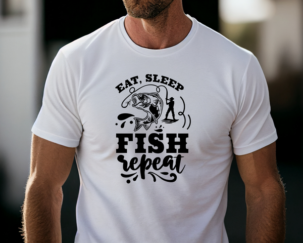 Fishing Fish Angling DTF Transfer -  Eat Sleep Fish Repeat - Do it Yourself Iron On Heat Press Hot or Cold Peel Shirt Any Material Long Lasting Full Colour