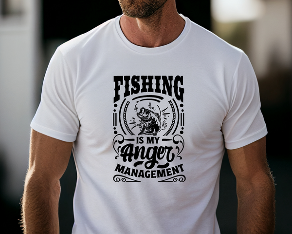 Fishing Fish Angling DTF Transfer - Fishing Anger Management - Do it Yourself Iron On Heat Press Hot or Cold Peel Shirt Any Material Long Lasting Full Colour