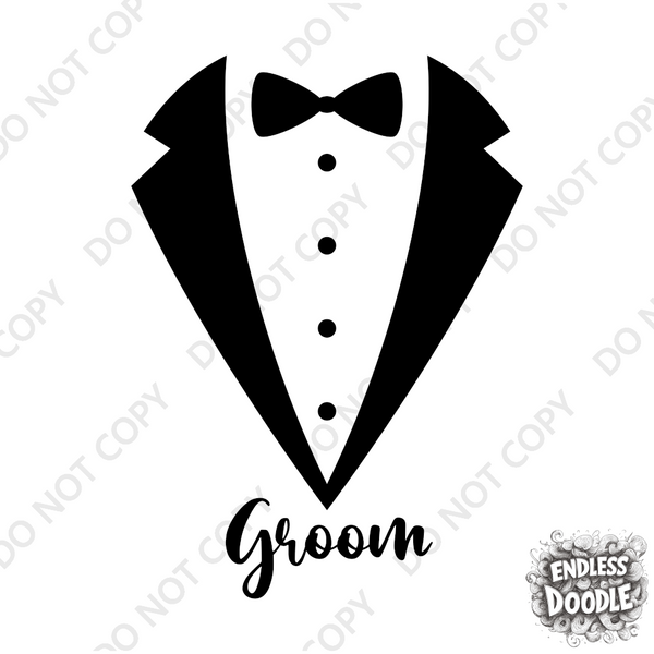 Wedding Groom Stag Do Party DTF Transfer - Groom Tuxedo - Do it Yourself Iron On Heat Press Hot or Cold Peel Shirt Any Material Long Lasting Full Colour