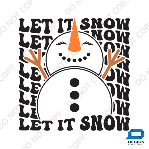 Christmas DTF Transfer - Snowmen Let it Snow - Do it Yourself Iron On or Heat Press Hot Cold Peel T Shirt Any Material Full Colour