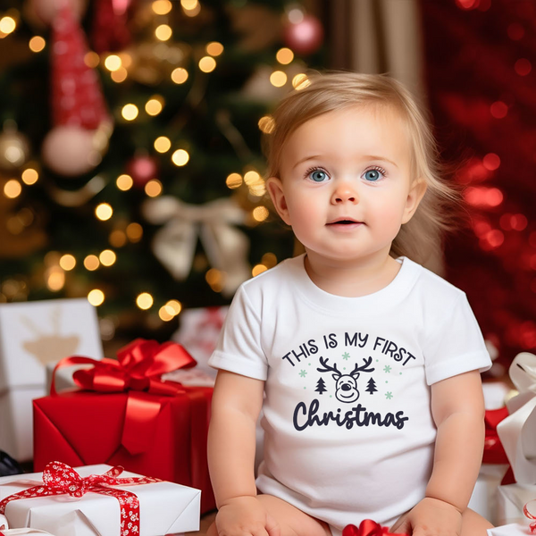 Christmas DTF Transfer - 1st Christmas Reindeer - Do it Yourself Iron On or Heat Press Hot Cold Peel T Shirt Any Material Full Colour