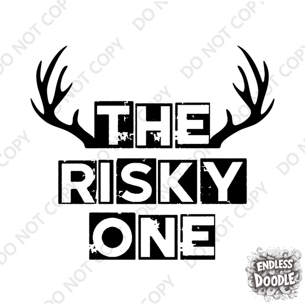 Wedding Groom Stag Do Party DTF Transfer - Risky One - Do it Yourself Iron On Heat Press Hot or Cold Peel Shirt Any Material Long Lasting Full Colour