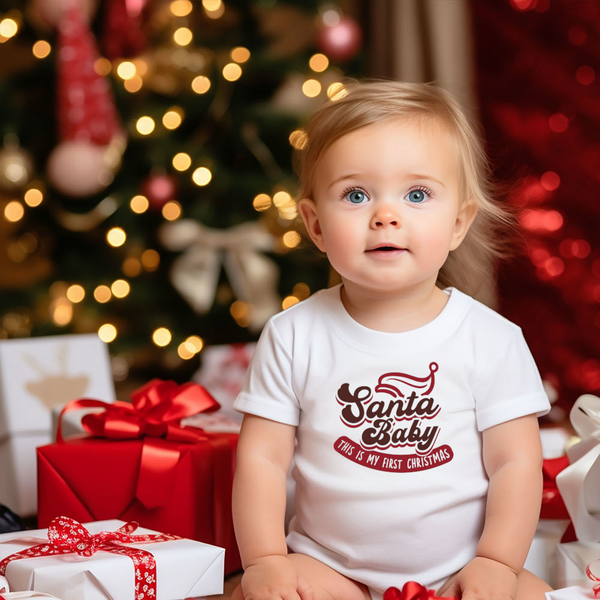 Christmas DTF Transfer - 1st Christmas Santa Baby - Do it Yourself Iron On or Heat Press Hot Cold Peel T Shirt Any Material Full Colour