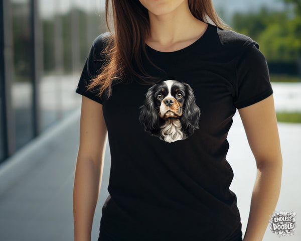 Cavalier King Charles Spaniel Dog DTF Transfer Gift Iron On Transfer Do it Yourself Heat Press for Clothing T Shirt Any Material Long Lasting (KCCS040)